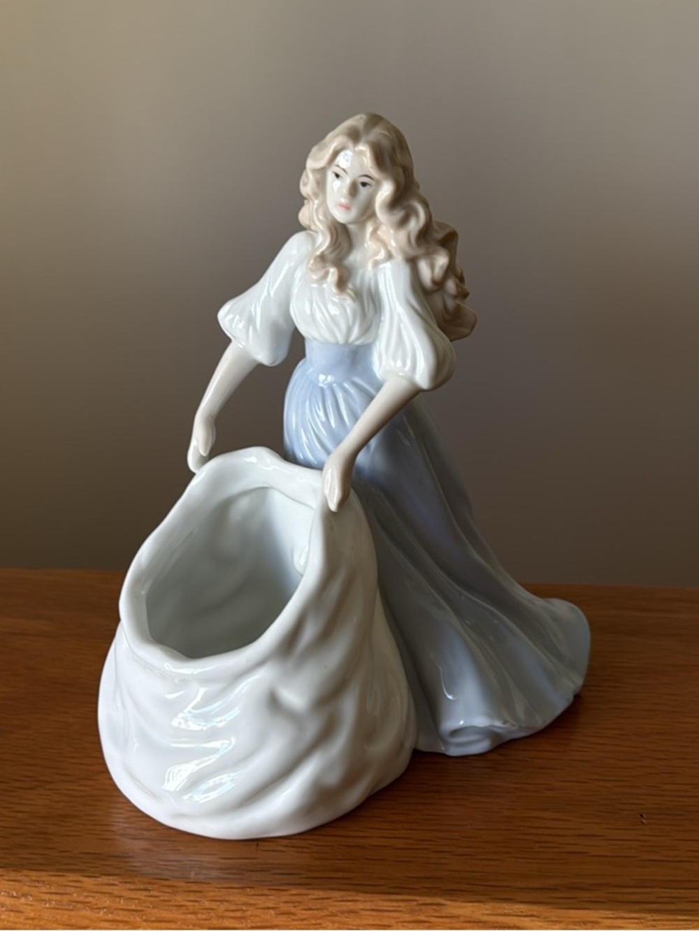 Porcelain Figurine Vase - White and Light Blue Decorative Accent